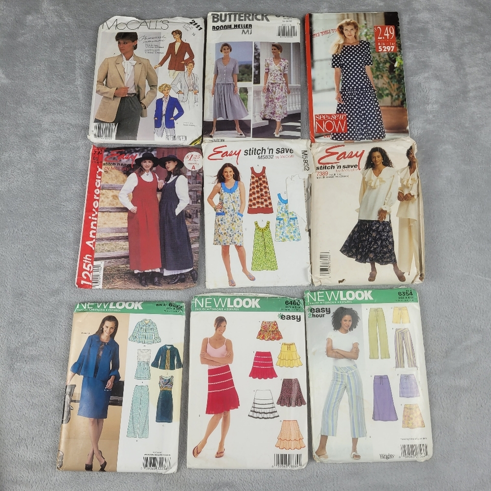 Vintage Sewing Pattern Lot McCalls Butterick Simplicity New Look - 9 Patterns